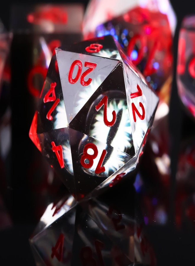 FugaCity DND Dice Set,Dungeons and Dragons Dice,Handmade Sharp Edge 7 Resin D&D Die with Gift Dice Case for DND Dungeons and Dragon Game - Image 5